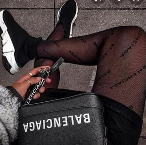 Balenciaga black logo tights